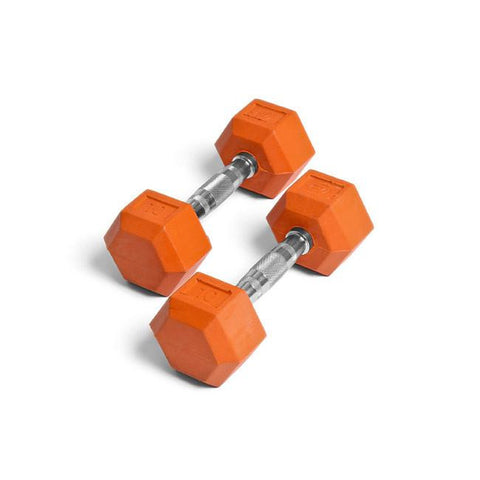 Image of Element Fitness 10lbs Colored Rubber Hex Aerobic Dumbbells