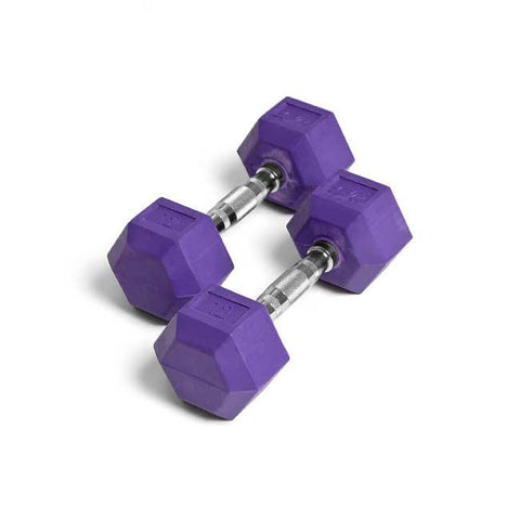 Image of Element Fitness 12lbs Colored Rubber Hex Aerobic Dumbbells