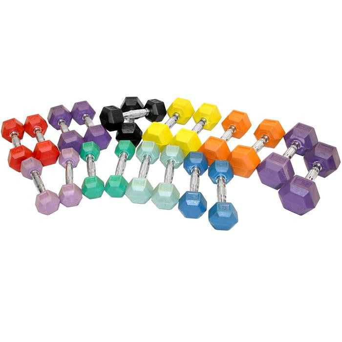 Element Fitness 4lbs Colored Rubber Hex Aerobic Dumbbells