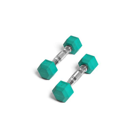 Image of Element Fitness 3lbs Colored Rubber Hex Aerobic Dumbbells