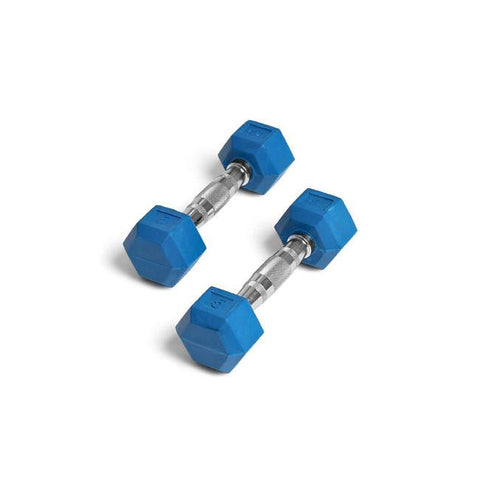 Image of Element Fitness 5lbs Colored Rubber Hex Aerobic Dumbbells