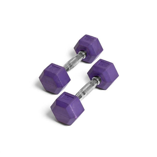 Element Fitness 7lbs Colored Rubber Hex Aerobic Dumbbells