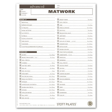 Merrithew Client Workout Sheets - Advanced Matwork