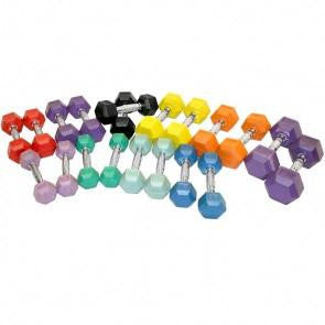 Element Fitness Colored Rubber Hex Aerobic Dumbbells