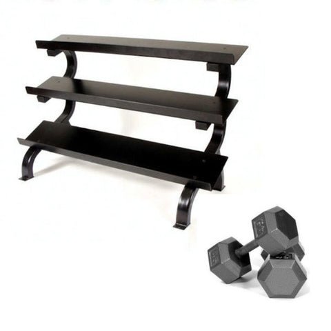 Image of Troy Barbell 5-75 lb. Iron Hex Dumbbells w/ Rack