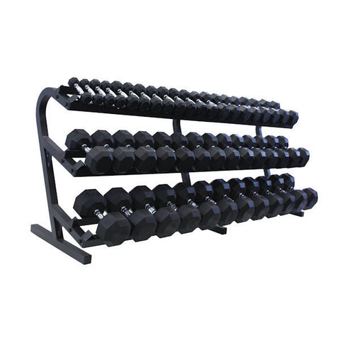 Image of Troy Barbell VTX SD-R 5-100 lb Rubber Dumbbells w/ Rack