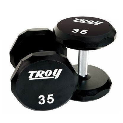 Troy Barbell 5-50 lb Urethane Dumbbells w/ Rack